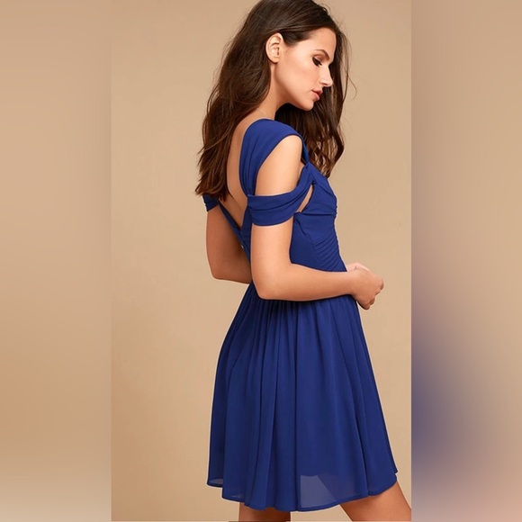 Lulus Come Away With Me Royal Blue Skater Dress Size Small - Picture 3 of 15